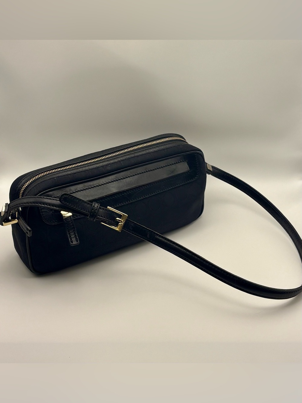 Vintage Salvatore Ferragamo Gancini Monogram Canvas Pouchette Bag